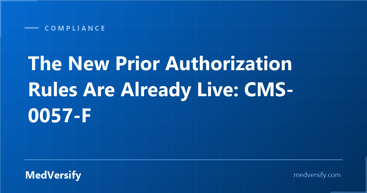 The New Prior Authorization Rules Are Already Live: What CMS-0057-F Changed in 2026 — and What Hits in 2027